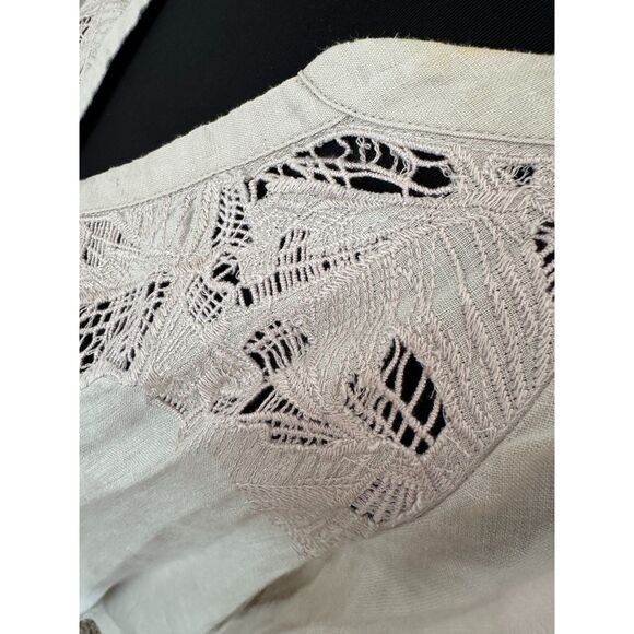 Armani Exchange 100% Linen Embroidered Dress Size 6 Boho Chic Summer A-Line - Picture 5 of 6